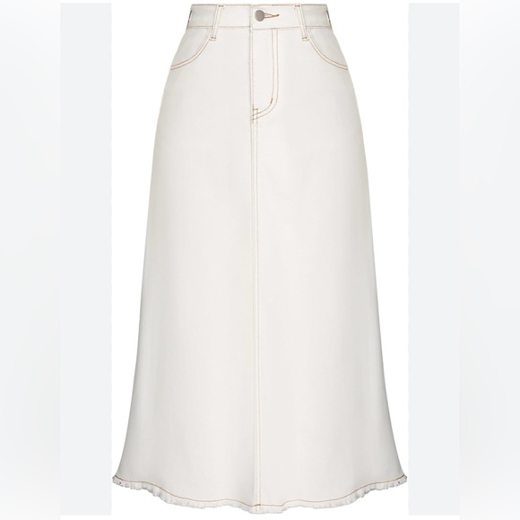 belle poque Dresses & Skirts - Belle Poque White Denim Midi Skirt with Contrast Stitching size XL